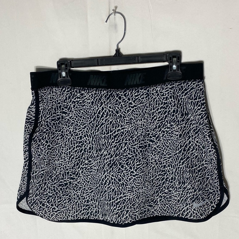 Nike Dri Fit Black White Twig Print Activewear Mini Skirt Skort Shorts L